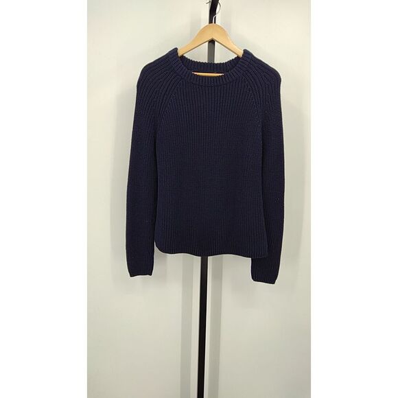 Quince Womens 100% Organic Cotton Fisherman Crew Sweater Blue M - Picture 1 of 2